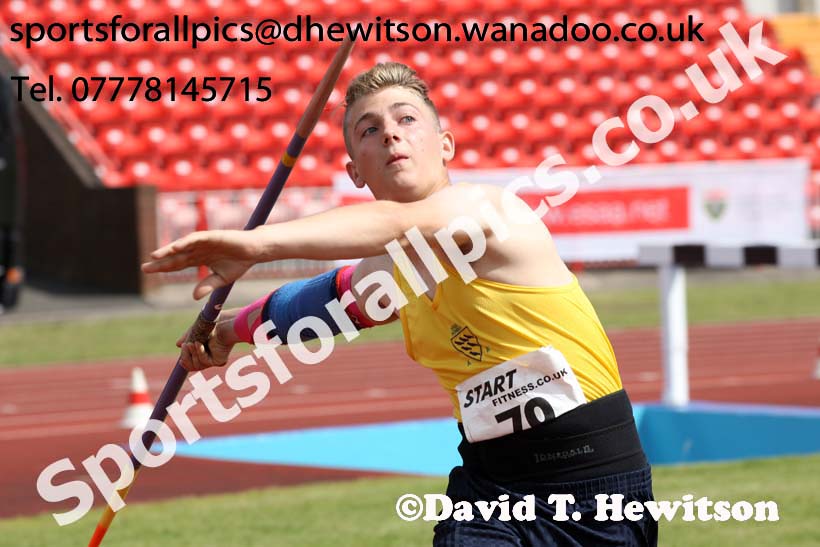 Inter boys javelin, 2015 English Schools Track and Field Champs., Gateshead Stadium. Photo: David T. Hewitson/Sports for All Pics